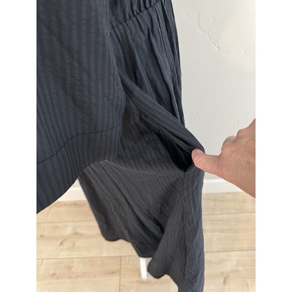 Jenni Kayne Seersucker Shirt Midi Dress Women’s Size XS Black Lined 3/4 Sleeves - Picture 5 of 9